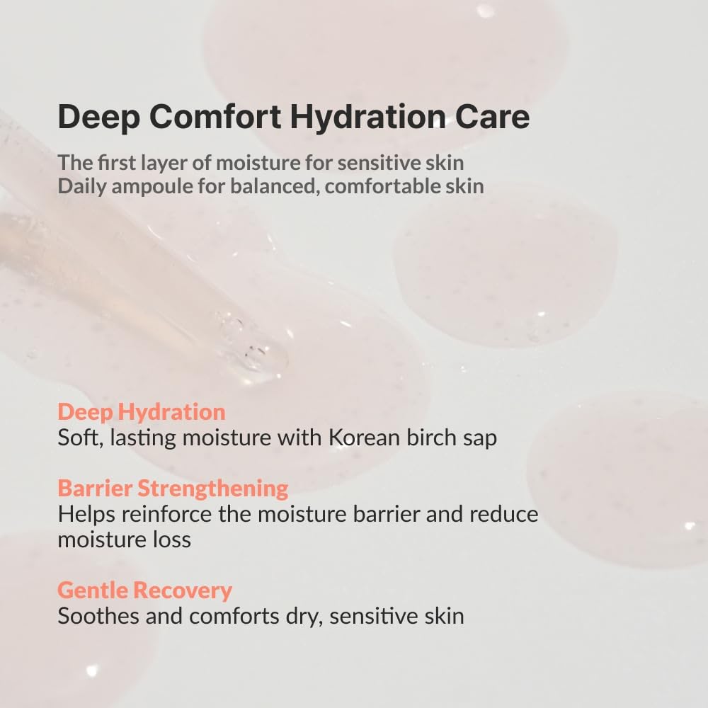 Deep Comfort Ampoule - Moisturizing Korean Skincare | Strengthens Skin Barrier, 1.01 fl. oz