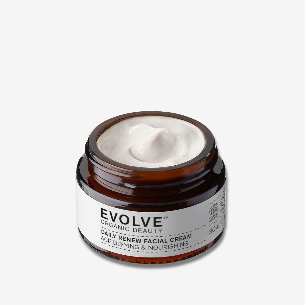 Evolve Organic Beauty Daily Renew Facial Cream - Vegan, Small-Batch Skincare | 1 oz (30 mL)