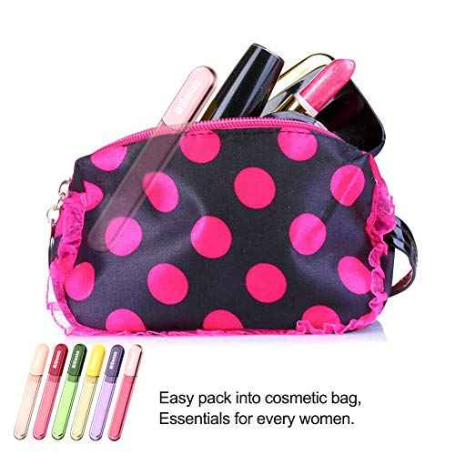 Premium Particular Glass Nail File with Case, Both Sided Filer, Crystal Beauty Nail File, Salon Nail Shine, Top Christmas Stocking Gift Idea for Women, Fruit Green