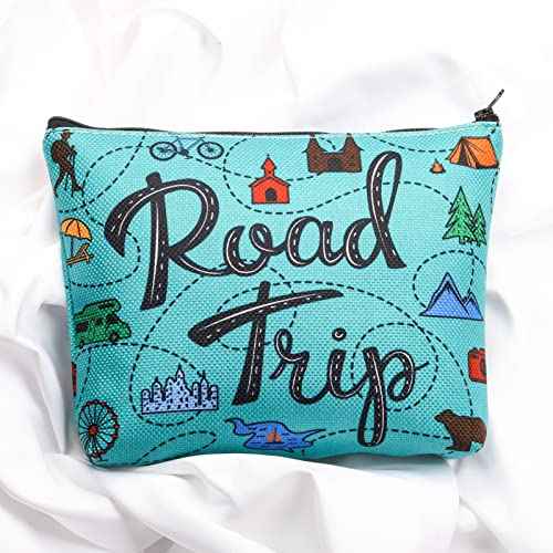Travel Lover Gift Road Trip Camping Gift Travelling Hiking Lover Zipper Pouch Makeup Bag (Road Trip)