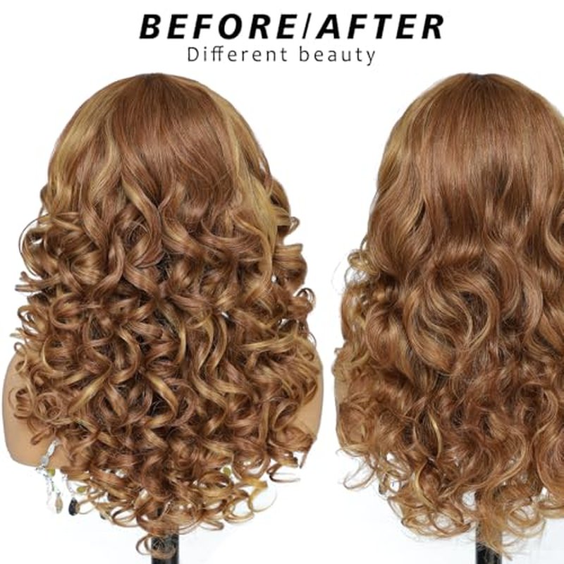 X-TRESS Big Elastic Curly Wave honey blonde Middle Part Lace Synthetic Wig, 22 Inches Yaki, Pre-plucked Glueless Deep Roll Shaped Hair 4/27 for Black White Women Daily party deep wave lace front wigs
