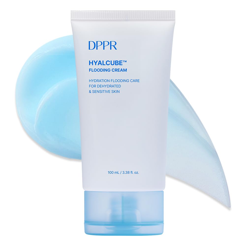 DPPR HYALCUBE Flooding Cream, Korean Skincare, Face Moisturizer, Cream for All Skin Type, Glass Skin care, Deep Moisturizing & Soothing, Glowy Skin, Hyaluronic Acid, Paraben free(3.38 fl. oz / 100ml)