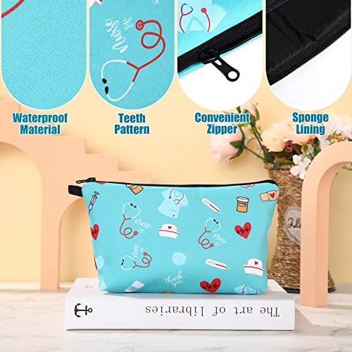 4 Pieces Nurses Cosmetic Bag Funny Teeth Makeup Bags Nurse Gift Makeup Bags Nurse Pouch Waterproof Toiletry Bag for Nurses Day Graduation Appreciation Gift Practitioner Supplies Women(Heart)