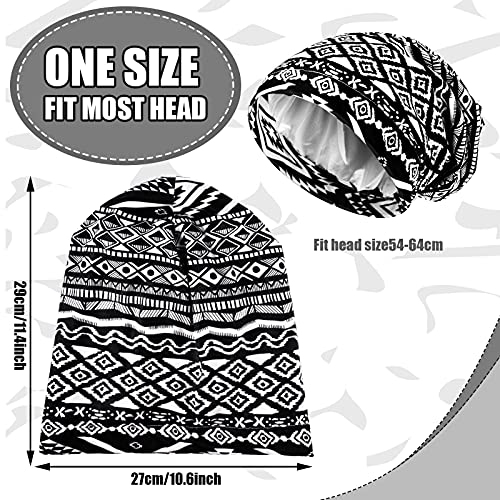 Sintege 6 Pcs Satin Lined Bonnet Sleep Chemo Hat Stretch Cancer Cap for Women Men Cancer Patient African Silk Soft Beanie(Elegant Patterns)