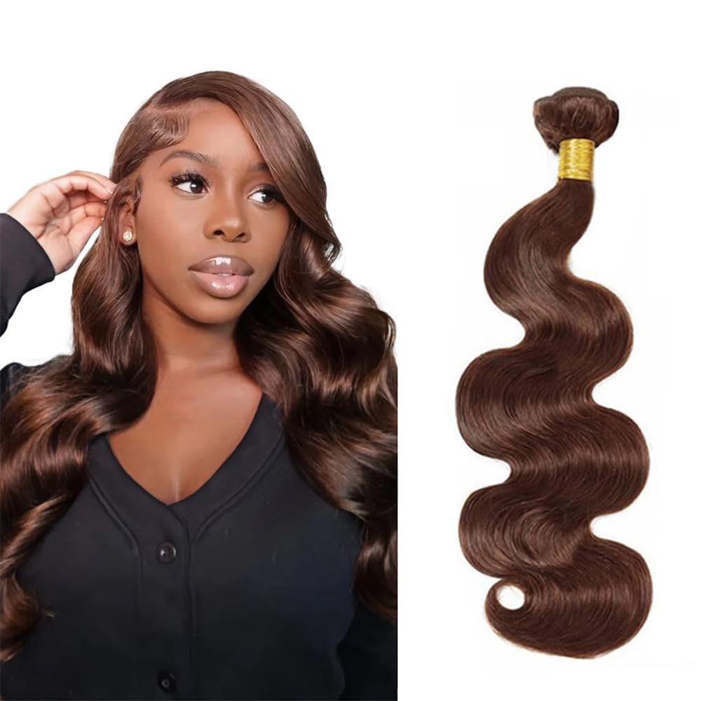 Brown Bundles Human Hair Color 4 Body Wave Bundles 24 Inch Niegmeag Brazilian Virgin Soft and Silky Remy Hair Extensions Chocolate Brown Body Wave Bundle