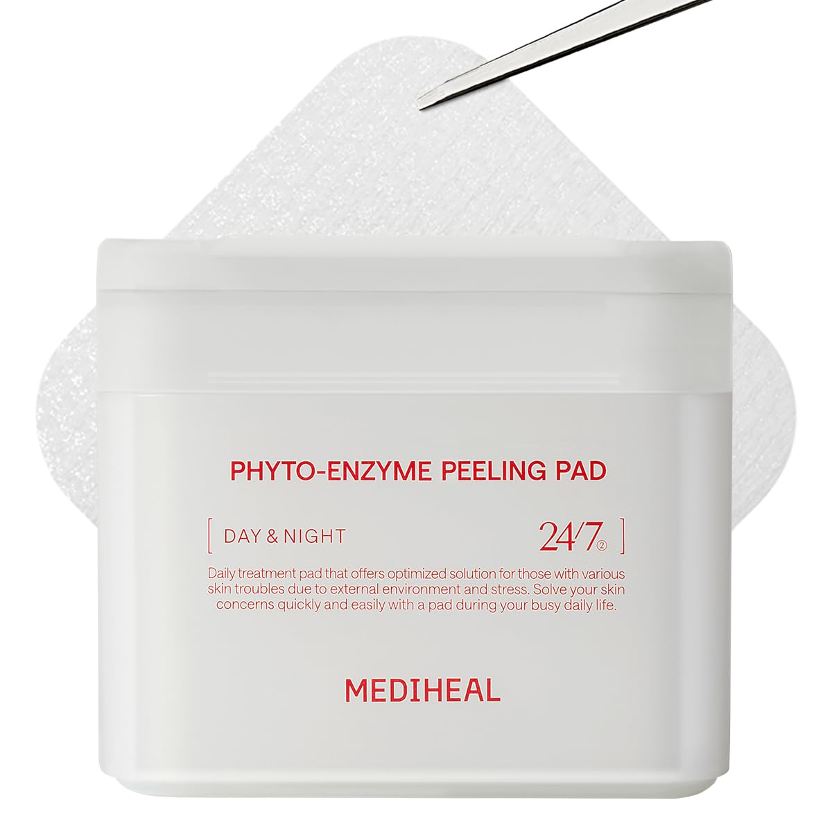 MEDIHEAL Toner Pads - Phyto Enzyme Exfoliating Peeling Pad (90 count) with LHA&Papaya Enzyme - Pore Tightening&Sebum Control - Dual-Textured Facial Pad for Pore Care, Korean Skin Care