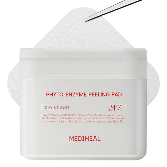 MEDIHEAL Toner Pads - Phyto Enzyme Exfoliating Peeling Pad (90 count) with LHA&Papaya Enzyme - Pore Tightening&Sebum Control - Dual-Textured Facial Pad for Pore Care, Korean Skin Care