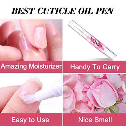Cuticle Oil Pen for Nail - Lagunamoon Nail Oil for Nail Care & Nail Growth - Nourish, Soothe & Moisturize Damaged Nails - Rose, 5 ml
