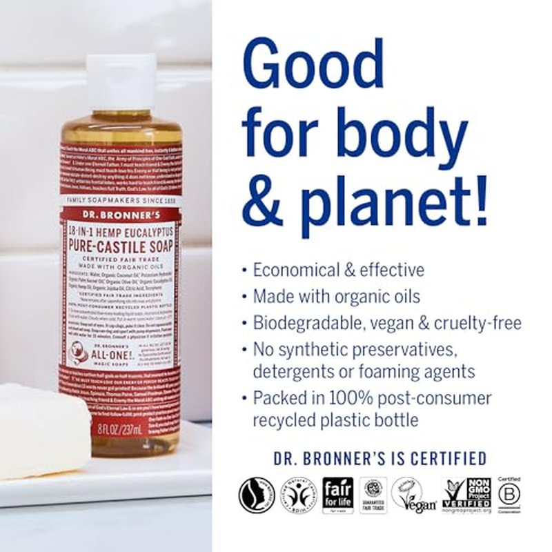 Dr. Bronner's Magic Soaps: Liquid Castile Soap, Eucalyptus 8 oz (3 pack)
