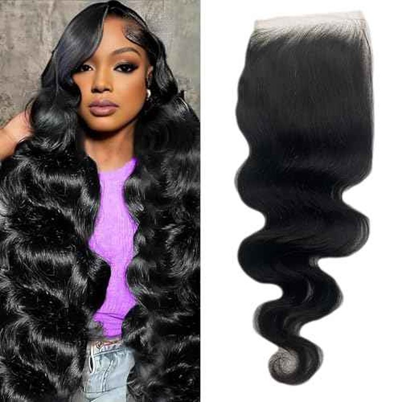 5x5 14 inch HD Lace Closure Human Hair Skin-like 0.1mm thin frontal 100% Virgin Hair pre plucked Natural Black Body Wave