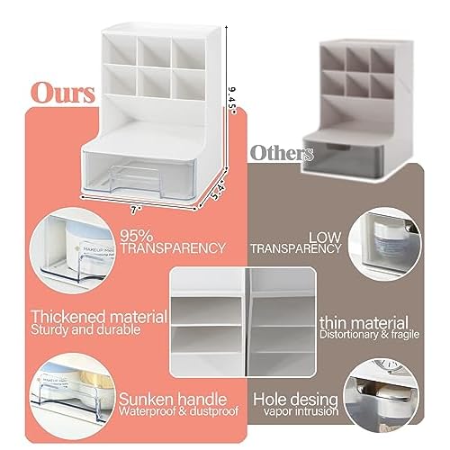 Make Up Organizers and Storage 2 Pack, Acrylic Cosmetic Organizer for Vanity Countertop Bathroom Room, Makeup Brush Holder, Makeover Stuff for Girls