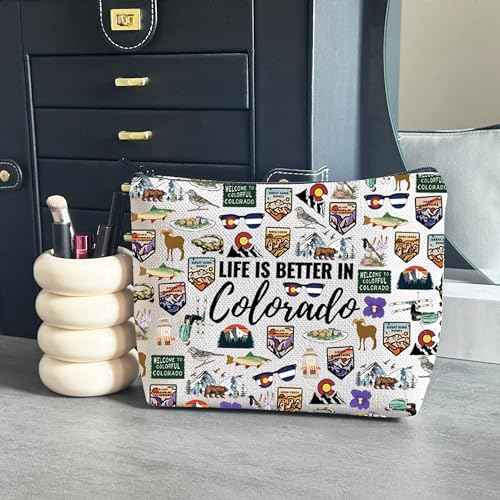 WCGXKO Colorado Travel Trip Gift Life Is Better In Colorado Makeup Bag Colorado Vacation Souvenirs (Better In Colorado)