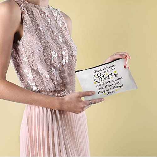 Kenning 10 Pieces Friendship Gifts for Women 5 Pcs Funny Friend Makeup Bag 5 Pcs Good Friends Are Like Stars Friendship Keychain Cute Star Keychain Birthday Presents Graduation Gift for Women BFF Teen