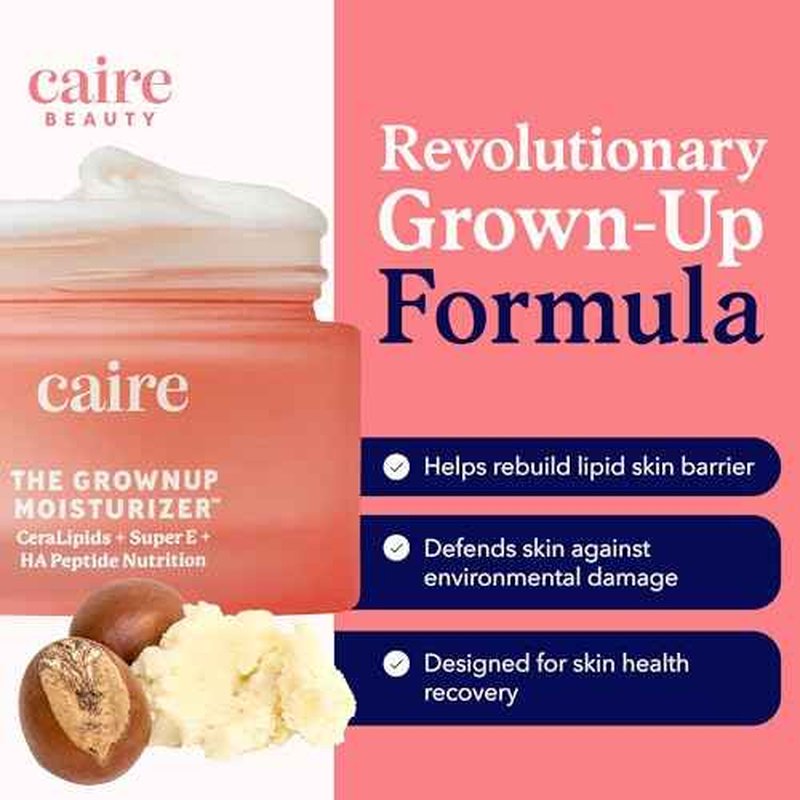 Caire The Grownup Pro-Aging Moisturizer Advanced Hyaluronic Acid Peptide Natural Ceramide Lipid Replenishing moisturizer. Wrinkle Fighting, Collagen Generation (15 ml)