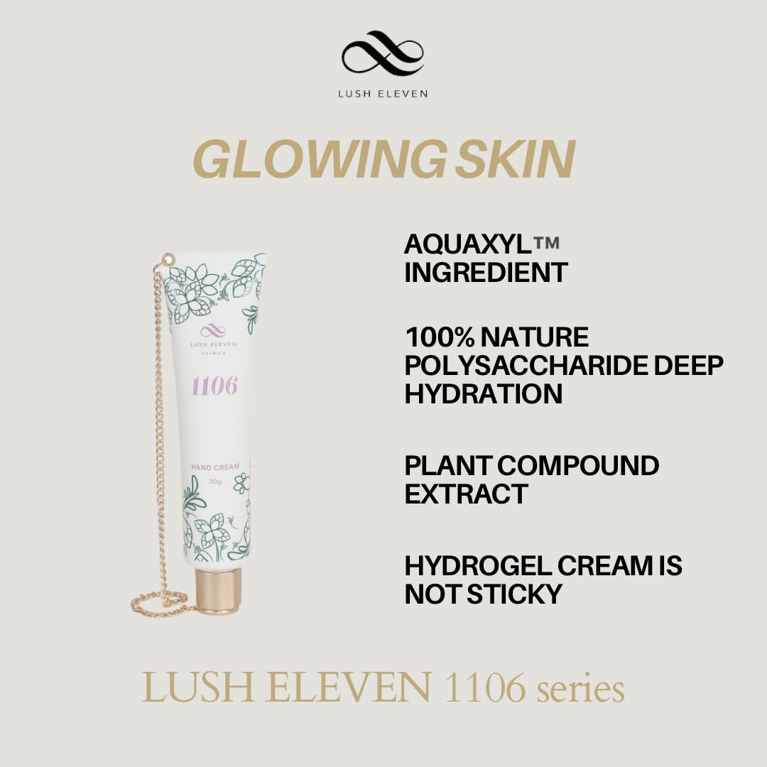 LUSH ELEVEN 1106 Hand Essence Gel Cream, full-effect moisturizing and repairing, floral scent, with speicial metal chain design, 30g