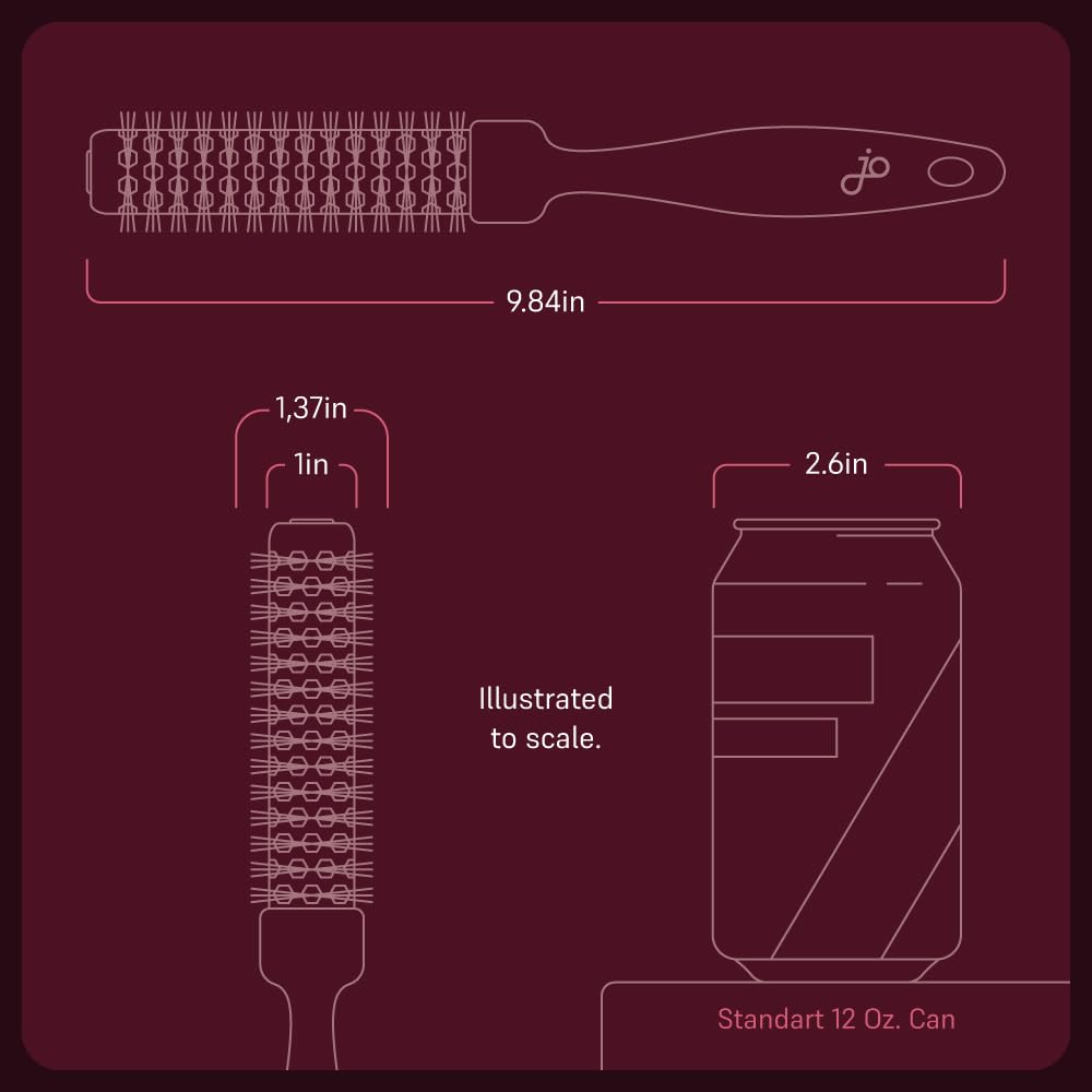 Professional 1 Inch Round Brush for Blowout & Blow Dry Styling – Ceramic Ionic Barrel Hair Brush for Volume, Smooth Hair & Shine – Lightweight Round Brush for Short Hair & Bangs
