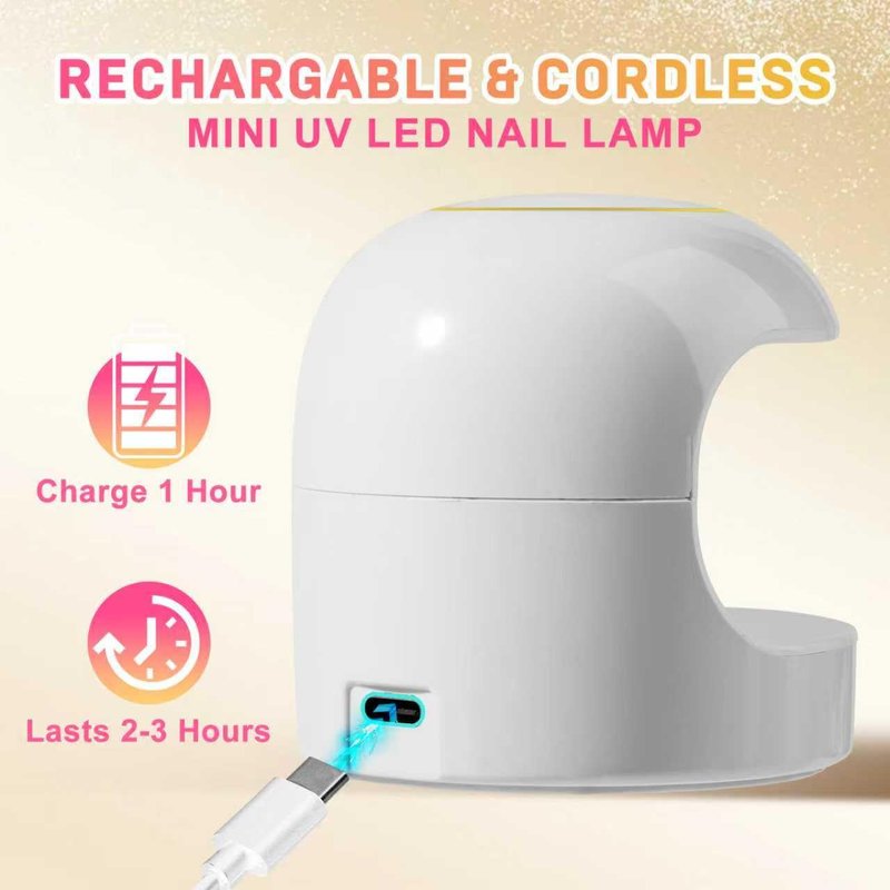 MEKK Mini UV Light for Gel Nails, 18W Cordless Single Finger UV LED Nail Lamp, Portable Small Professional Flash Cure Lamp for Detail Work, Compact Design for Beginners, Travel, Home - White
