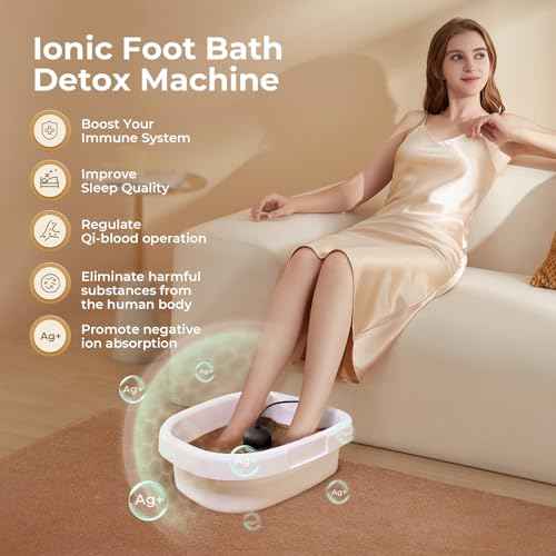 Upgraded Ionic Foot Bath Detox Machine, Foot Spa Bath for Home Use, Foot Cleaner Machine To Remove Toxins with 2 Arrays, 15 Disposable Foot Bath Liners, Detox Sea Salt, Upgraded Durable Basin