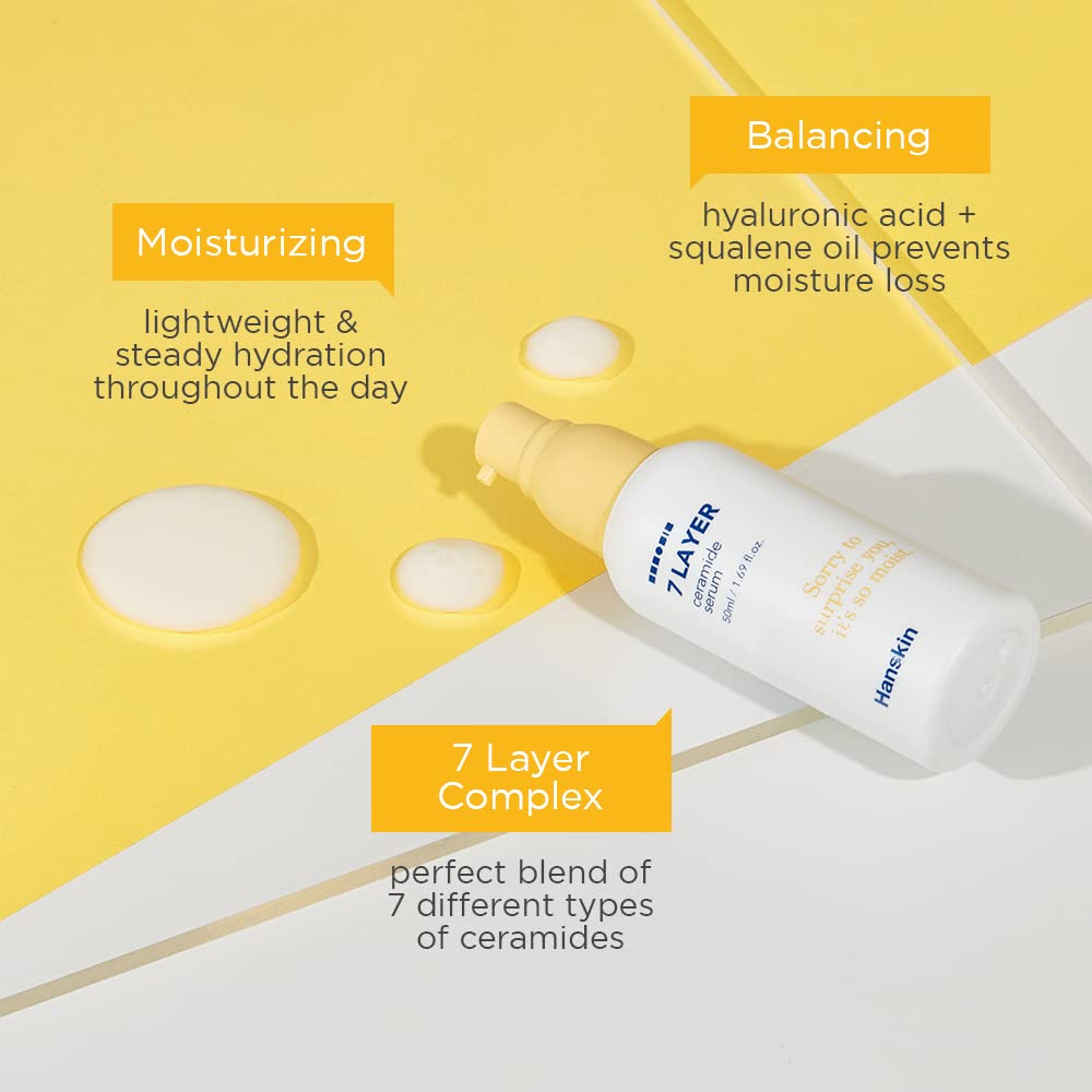Hanskin 7 Layer Ceramide Serum - Lightweight Moisturizer for All Skin Types | 1.7 fl. oz (50ml)