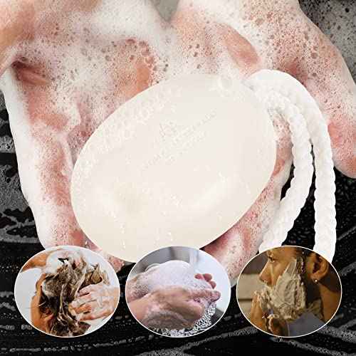 Natural Men Bar Soap, 2pcs Soap On a Rope Set for Face Body Hair Bath Soap about 7 Ounce each.foreverLily