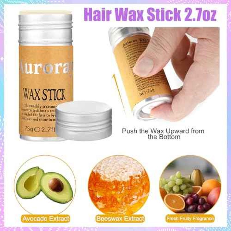 7Pcs Hair Finishing Stick Set with 1Pcs Slick Back Brush,1Pcs Fly Away Stick for Hair,50PCS Bobby Pins,400Pcs Elastic Rubber Bands