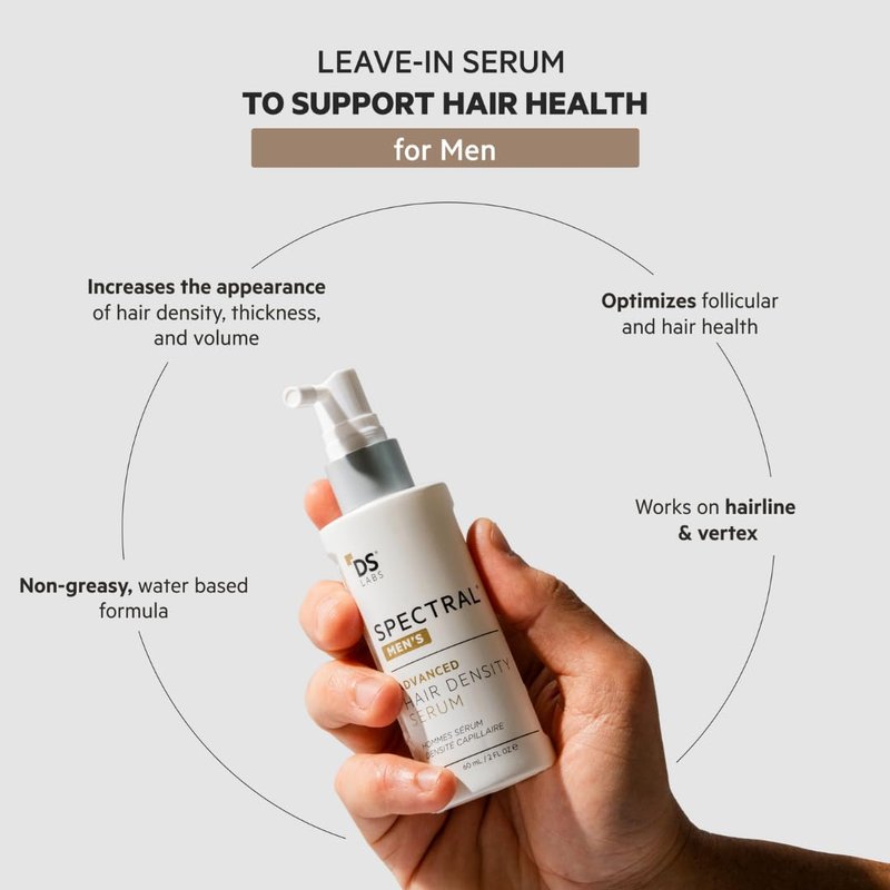 DS Labs Spectral Men's Hair Density Serum - Lightweight Leave-In for Thicker, Fuller Hair | Fast Absorbing, Non-Greasy, 60mL