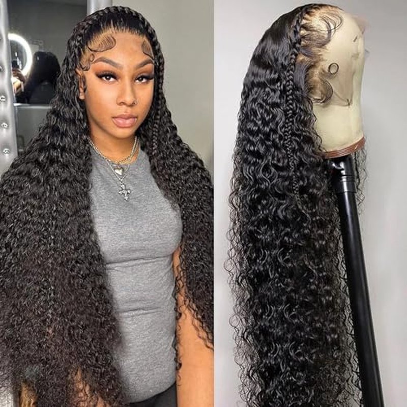 13x6 Water Wave Lace Front Wigs Human Hair Wigs 10A 250 Density HD Transparent Wet and Wavy Lace Front Wigs Glueless Deep Curly Lace Frontal Wigs Human Hair Pre Plucked for Women£¨12 Inch£©
