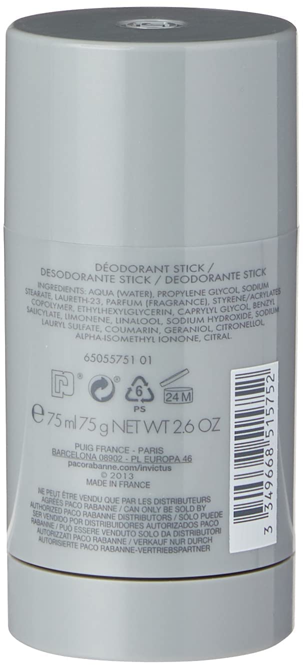 Paco Rabanne Invictus Deodorant Stick for Men, 2.5 Ounce