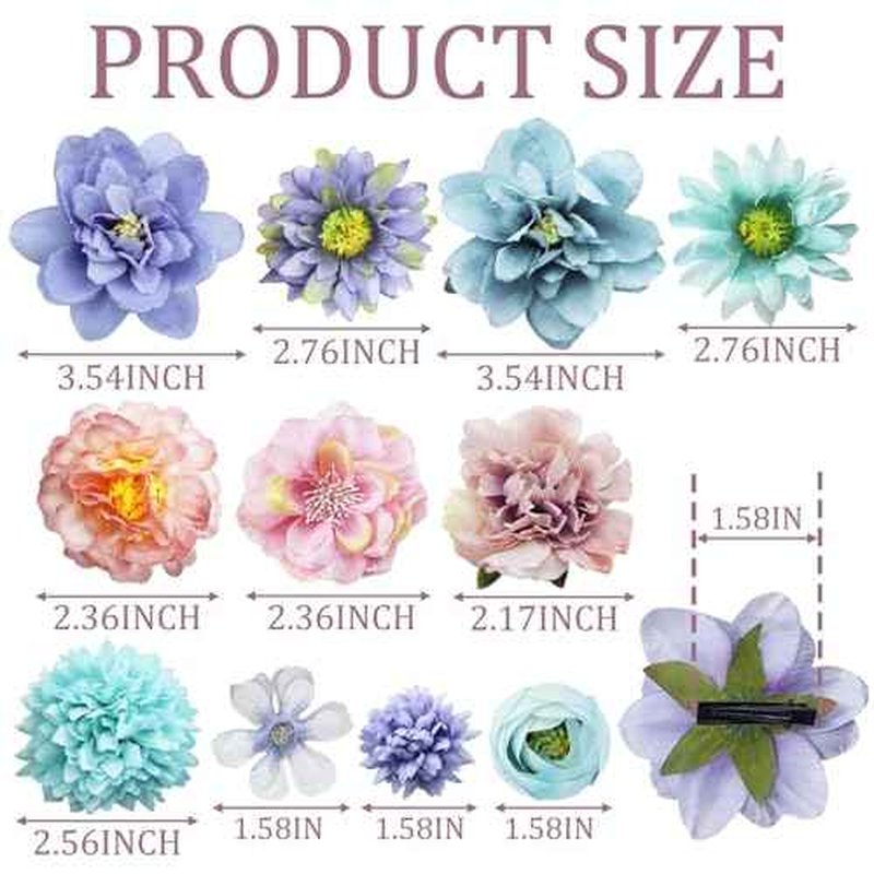 23 PCS Flower Hair Clip for Women Pink Purple Floral Hair Barrettes for Girls Rose Bride Barre Hair Accessories for Wedding