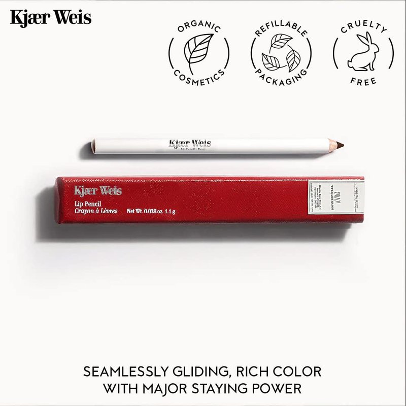 Kjaer Weis Lip Pencil. Dark Brown Lip Liner Pencil with Soft Matte Finish and Creamy Texture for Long Lasting, Smudge-Proof Wear. Cruelty Free Clean Makeup (Deep Iconic)