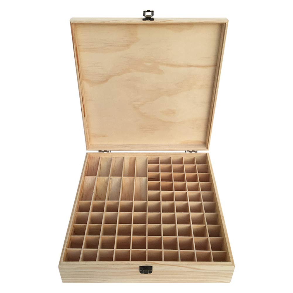 PhantomSky 85 Slots Wooden Aromatherapy Essential Oil Carrying Case, Natural Pine Essential Oil Organizer Storage Box Case Roller Bottlers Holder Collection Containers for Travel and Presentations