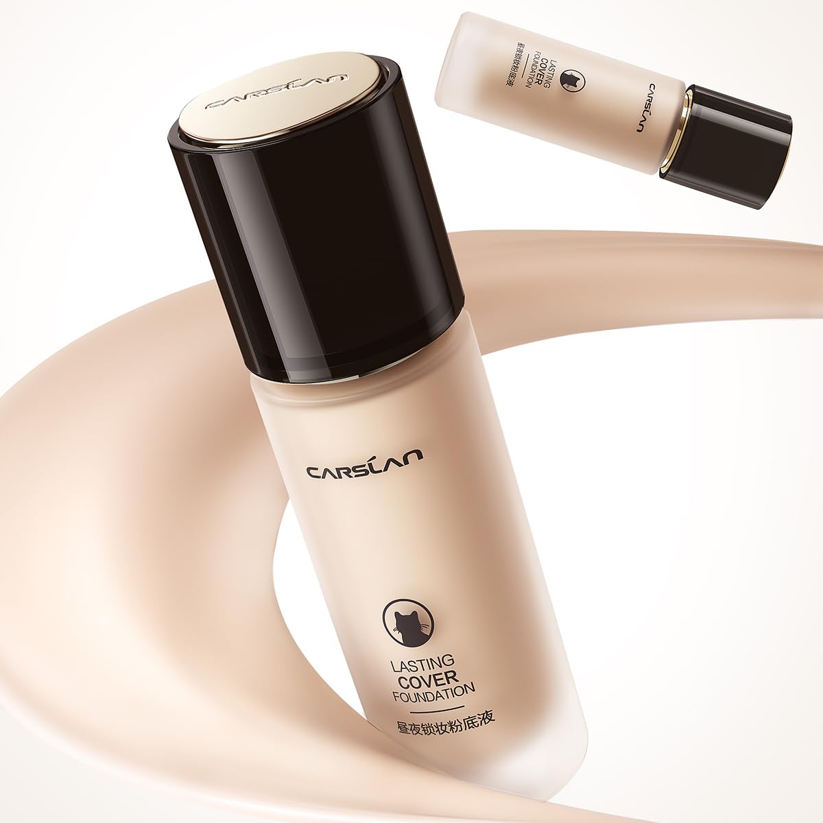 CARSLAN Lasting Cover Foundation, 24H Longlasting Full Coverage Matte Finish Face Makeup, Poreless, Lightweight, Waterproof, Oil Free Liquid Foundation, P01