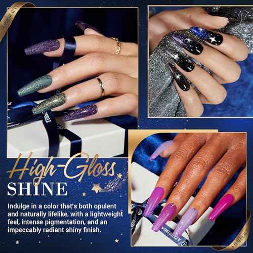 AZUREBEAUTY Dip Powder Nail Kit Starter Color Changing Glitter 20 Colors Magic Special Effect Dipping Powder Liquid Set with Base/Top Coat Activator for French Nails Manicure DIY Salon