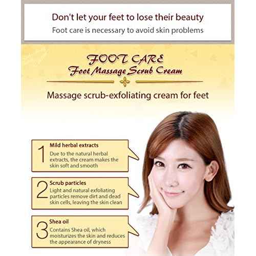 BIOAQUA Foot Scrub Cream, Exfoliating and Cleansing Foot Care with Plant Scrub Particles, Shea Butter Extract & Herbal Ingredients, Smooth Soft Feet, 180g (6.35oz)