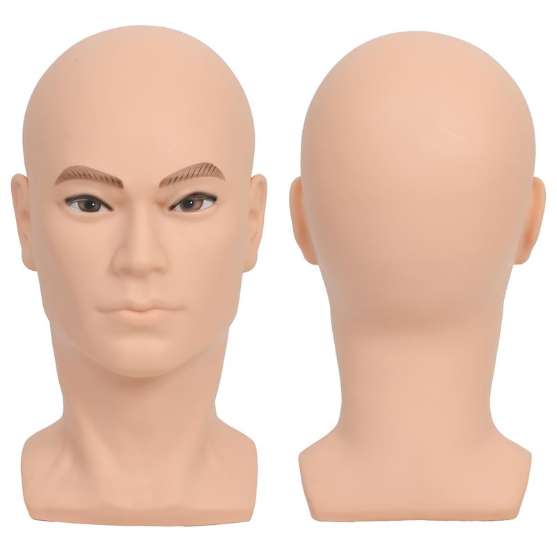 RUISIMEI Bald Mannequin Head Male Professional Cosmetology Manikin Head for Wig Making, Display wigs, eyeglasses, hairs, T pins,with Free Clamp