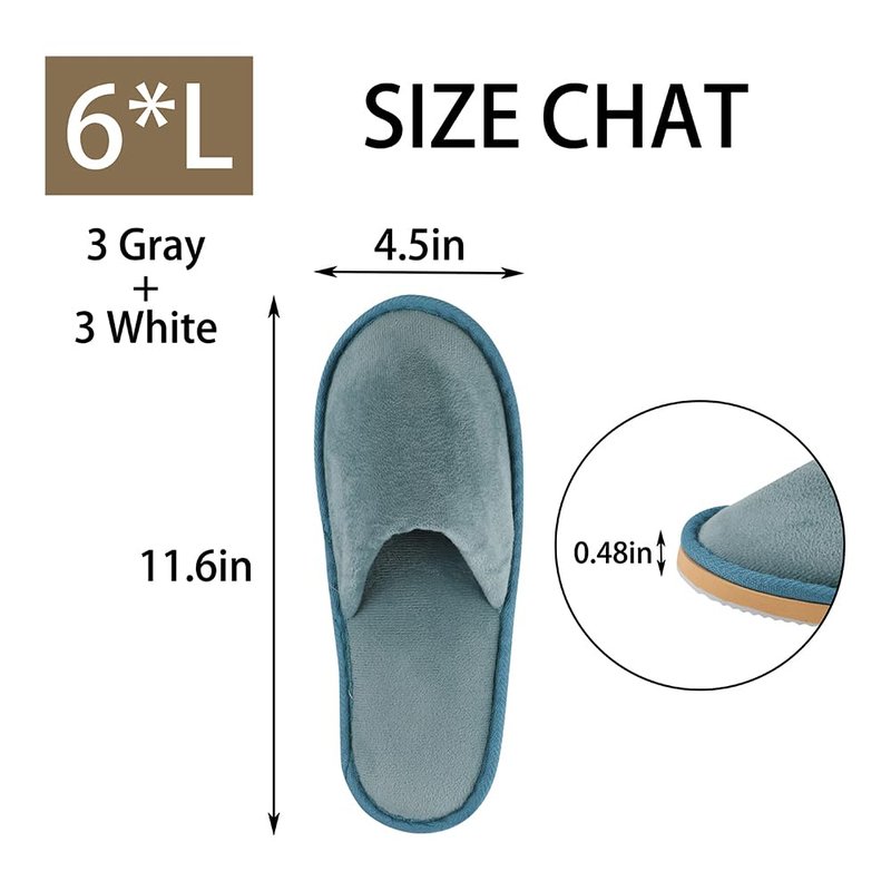 BoxSkivra Spa Slippers, Indoor Slippers, Disposable Slippers for Guests, Washable & Non-Slip Reusable, Women, Men, House, Bedroom, Hotel, Travel, Wedding, Thick Soft, 2-6 Pairs
