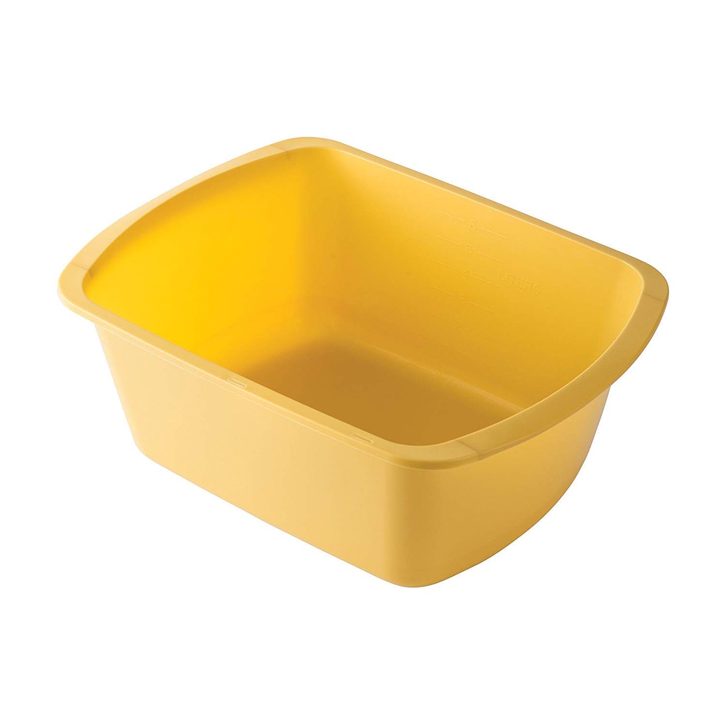 Portable Rectangular Plastic Wash Basin, 6 Quarts with Graduations, Gold (6 Pack)