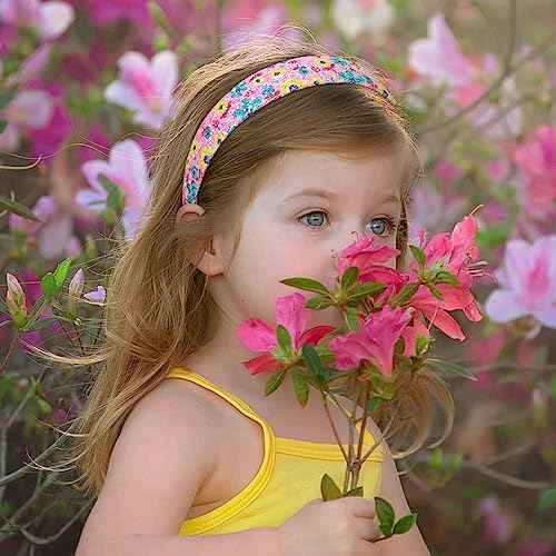 Fishdown Headbands for Girls 3 CM Wide, 6 Pack Sparkly Hair Bands for Kids, Flower Rainbow Sequin Girls Headbands for Kids Children Teens Women