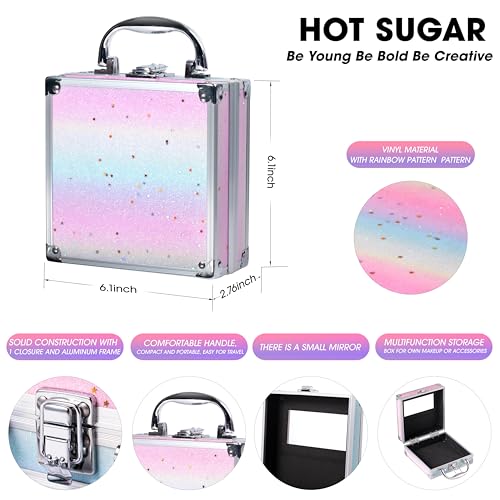 Hot Sugar Girls Makeup Kit Age 4-6 7-8 10-12, Little Girl Makeup Set, Makeup Kit for Teenagers 13-15 Includes Eyeshadow Lip Gloss Blush Highlighter Bronzer Brush (Rainbow)