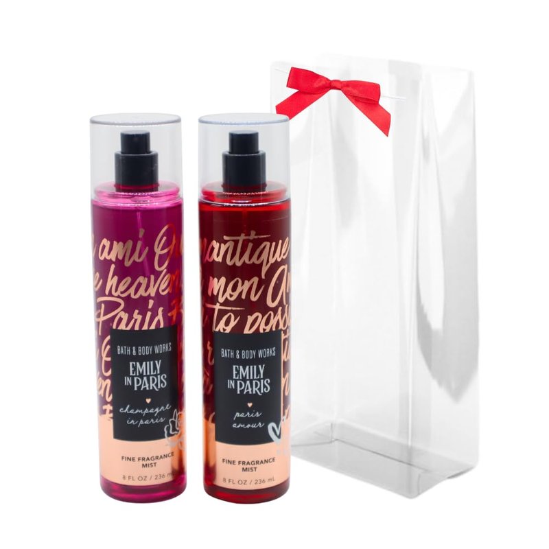 Emily in Paris Collection - Paris Amour & Champagne Fine Fragrance Mist Gift Set | Full Size 2-Piece with Red Bow
