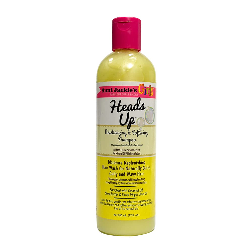 Aunt Jackie's Kids Heads Up Moisturizing and Hair Softening Shampoo for Naturally Curly, Coily and Wavy Hair, 12 oz