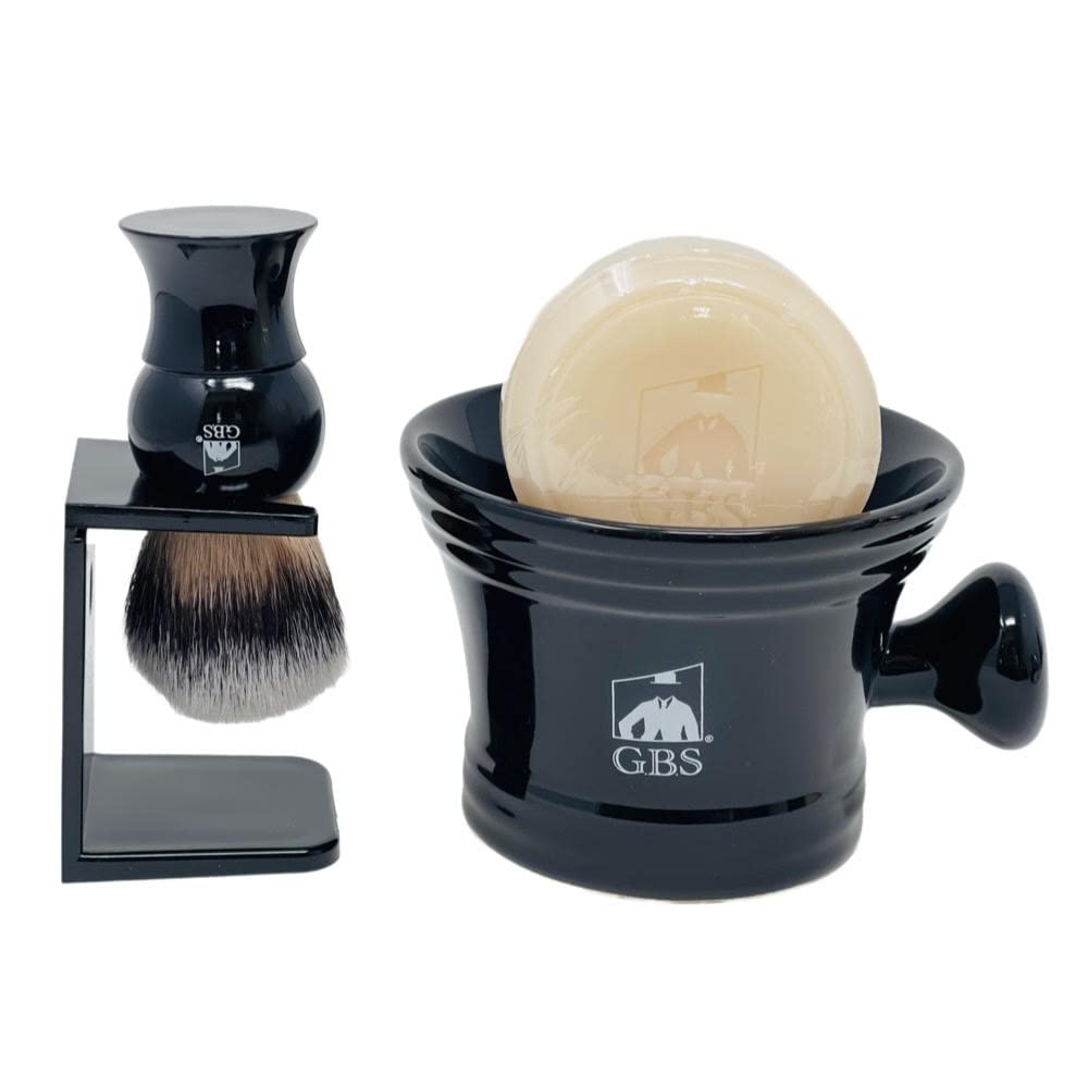 Men’s Wet Shaving Kit - Complete 4-Piece Set with Ceramic Bowl, Shave Brush & Shea Butter Soap | Black