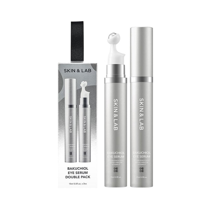 [SKIN&LAB] Bakuchiol Eye Serum with Caffeine, Roll-on Korean Under Eye Serum, Anti-Aging Wrinkle Care for Fine Lines, vegan, cruelty-free (Eye Serum Duo Set)