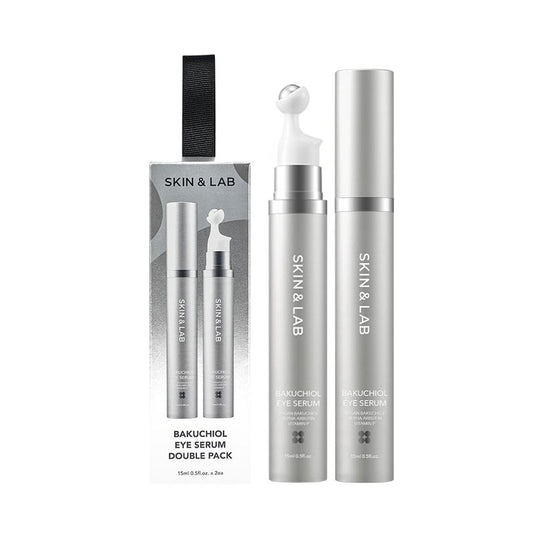 [SKIN&LAB] Bakuchiol Eye Serum with Caffeine, Roll-on Korean Under Eye Serum, Anti-Aging Wrinkle Care for Fine Lines, vegan, cruelty-free (Eye Serum Duo Set)