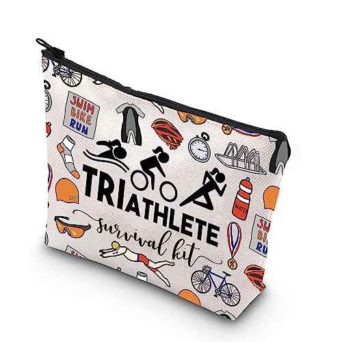 Triathlon Gift Triathlete Survival Kit Gift For Female Male Triathlete Themed Zipper Bag Gift (TRIATHLETE)