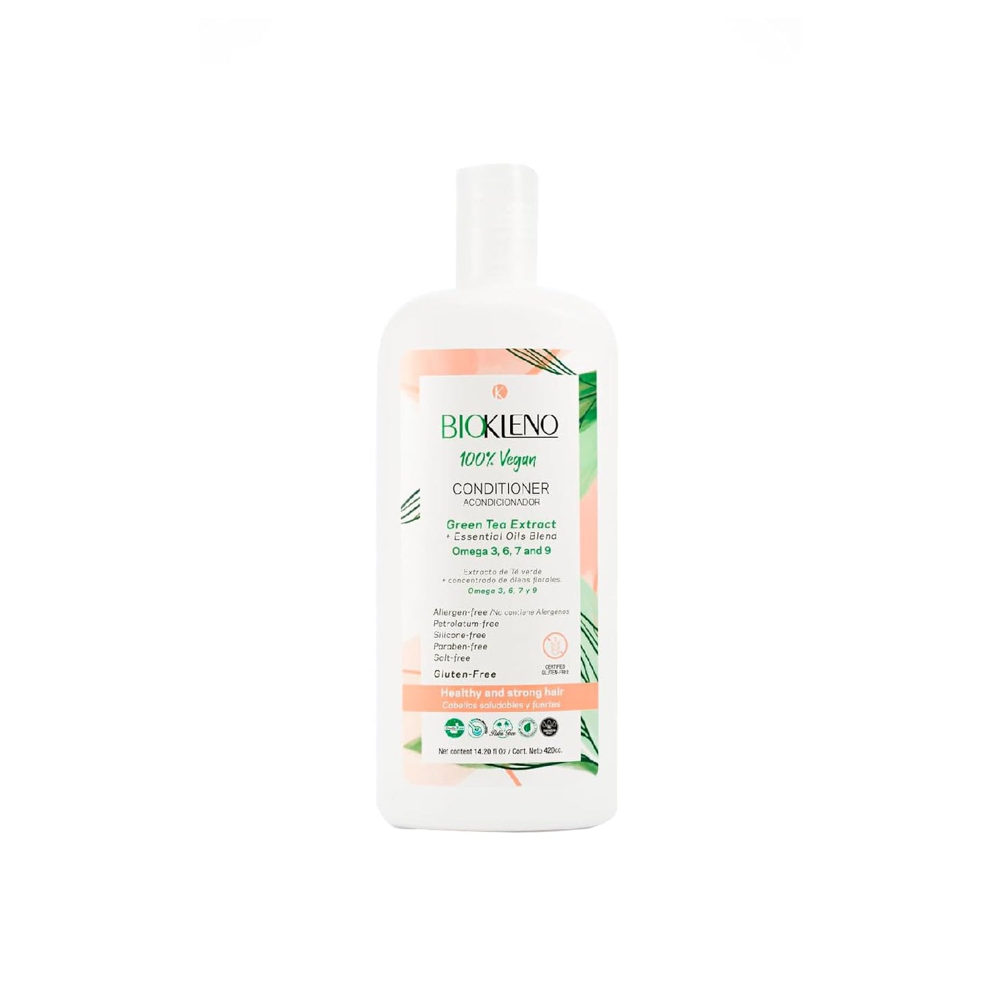 Biokleno Vegan Conditioner - Green Tea & Essential Oils Blend for Nourishment | 14.20 fl oz