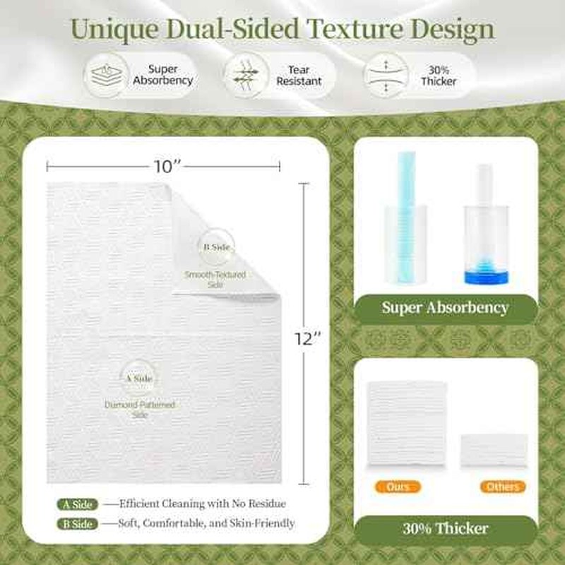 Disposable Face Towels, 10"¡¿12" Biodegradable Facial Towelettes for Sensitive Skin & Travel, Extra Soft and Thick Makeup Remover Dry Wipes - 50 Count