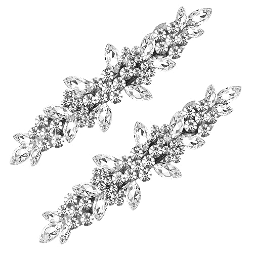 Joez Wonderful Bridal Rhinestone Hair Clips Barrettes 2pcs, Sparkly Crystal Hair Clips Diamond Barrettes, Bling Fancy Wedding Flower Clip Decorative Hair Accessories for Women Girls