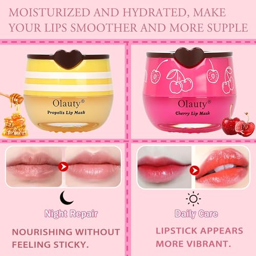 10 PCS Bee Lip Balm Honey Pot, Strawberry,Coconut,Watermelon,Cherry,Mint,Aloe,Grape & Peach, Honey Lip Balm Bulk, Moisturizing Sleep Lip Mask Hydrating Prevention Dry & Cracked, Reduce Lip Lines