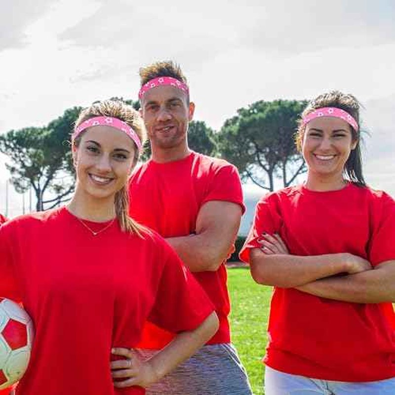 SATINIOR 4 Pieces Non-slip Soccer Headband for Girl Adjustable Football Hairband Sport (Pink)